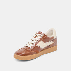 NOTICE STITCH SNEAKERS COGNAC CROCO EMBOSSED LEATHER