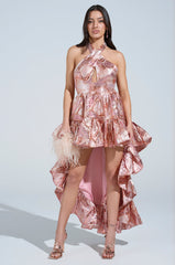 SAMANTHA BROCADE HI LOW DRESS