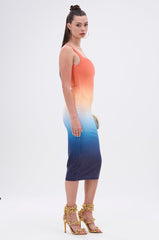 SUNSET LOVERS OMBRE MIDI DRESS