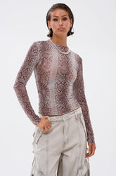 SNAKE CHARMER LONG SLEEVE MESH TOP