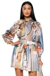 MASTERPIECE PRINTED BLOUSE AND SKIRT SET