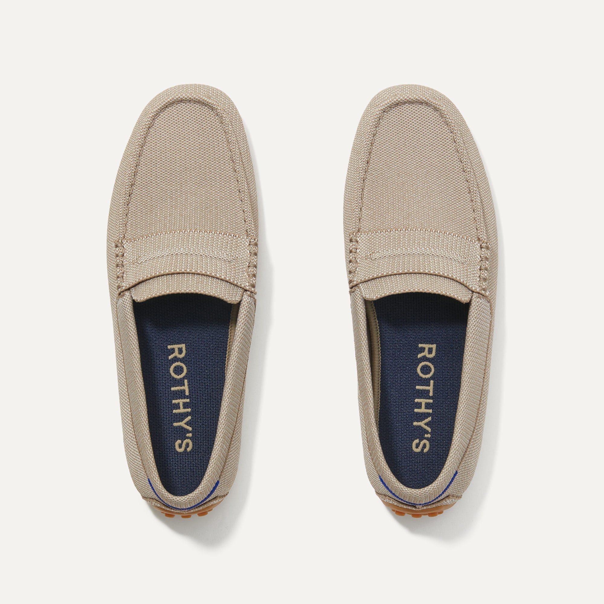 A pair of The Driving Loafer in Barley shown from the top.