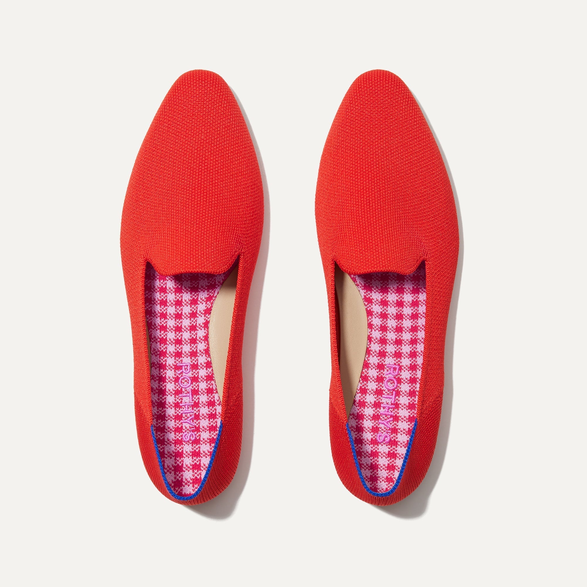 The Almond Loafer in Poppy shown from the top.