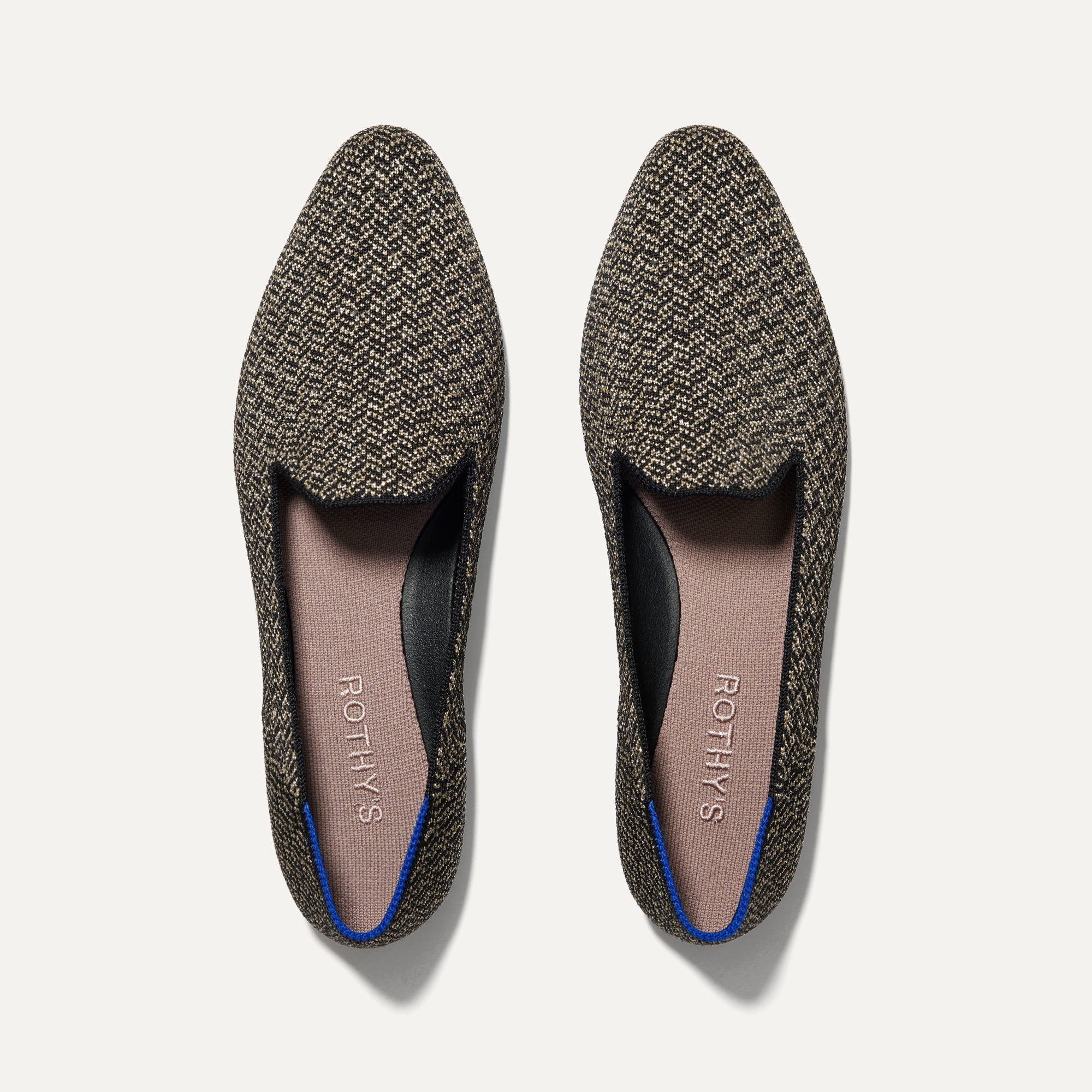 The Almond Loafer in Sparkle Herringbone shown from the top.