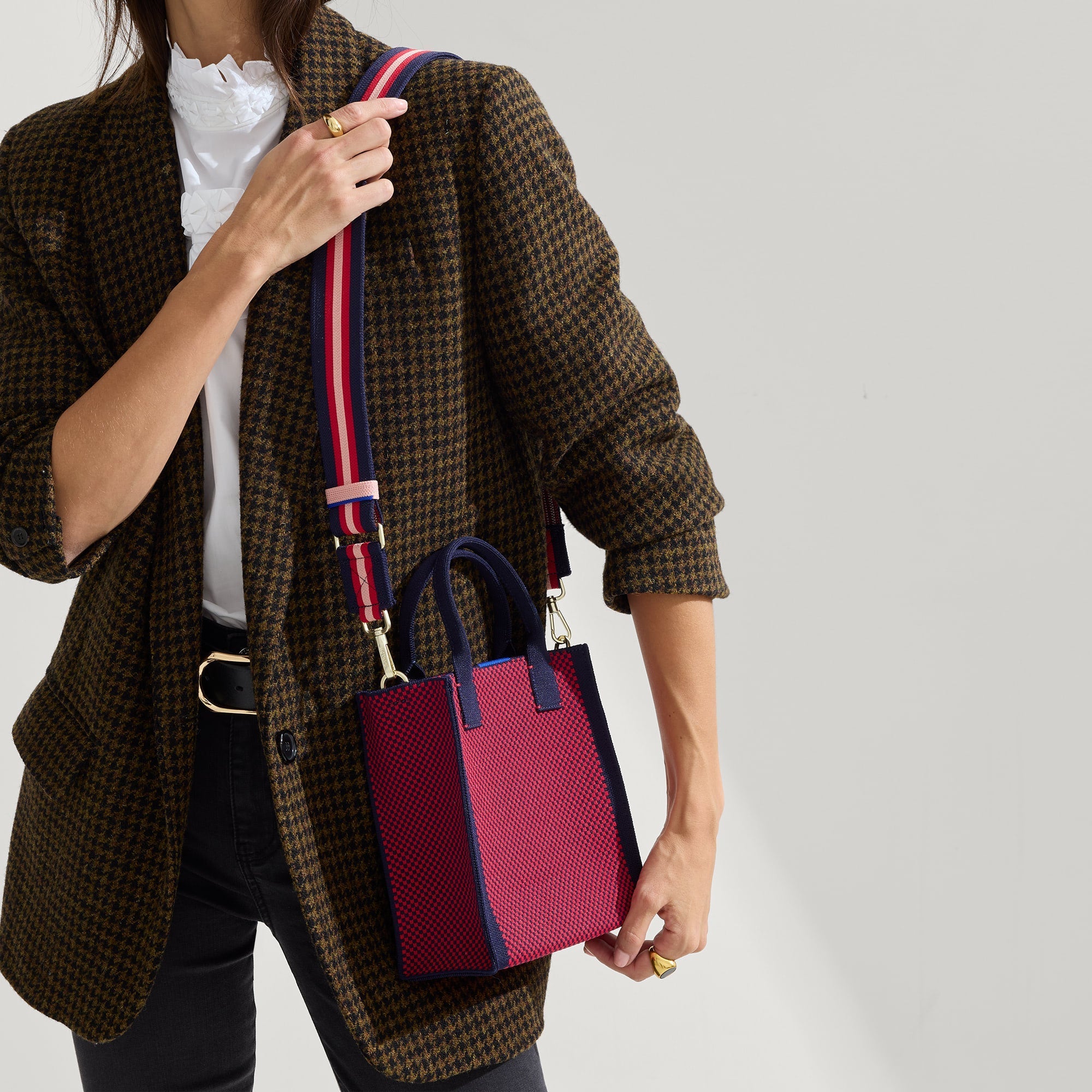 hover | The Crossbody Strap in Confetti Stripe, shown paired with The Petite Classic Tote.