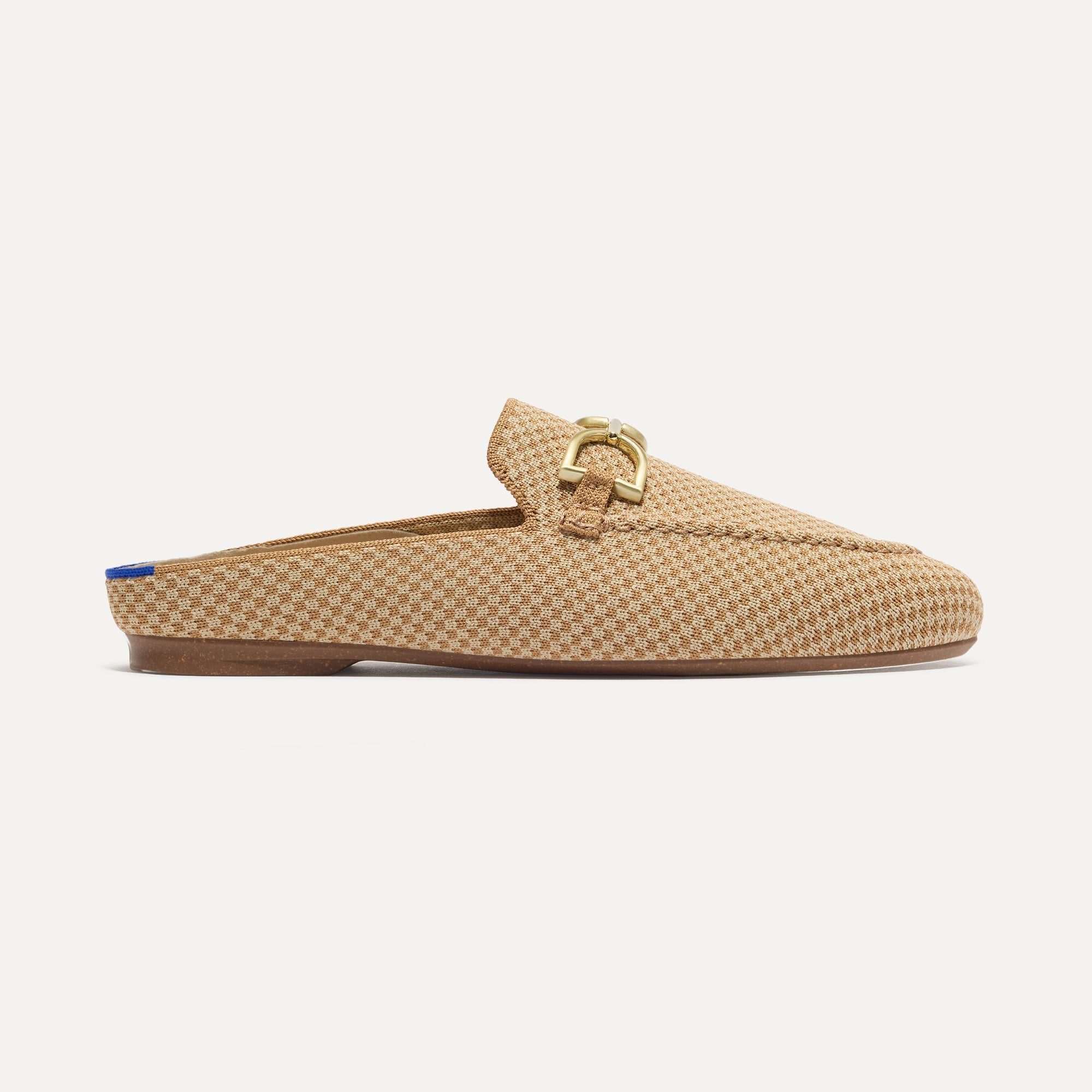The Double Bit Loafer Mule in Waffle Micro Check shown from the side.