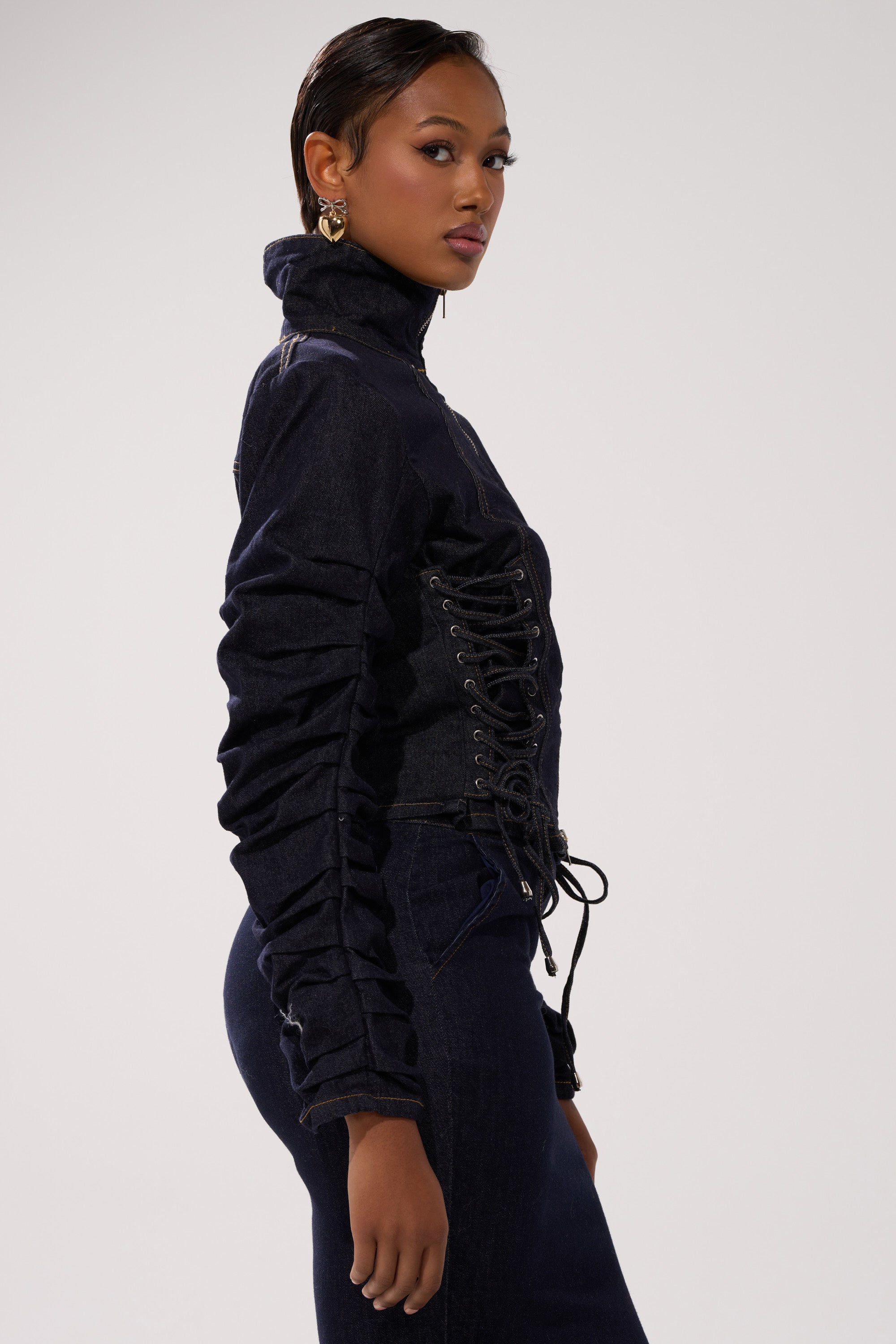 STRICTLY BUSINESS DENIM BLOUSE