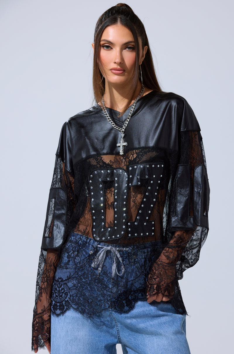 SHOW OFF LACE JERSEY TOP