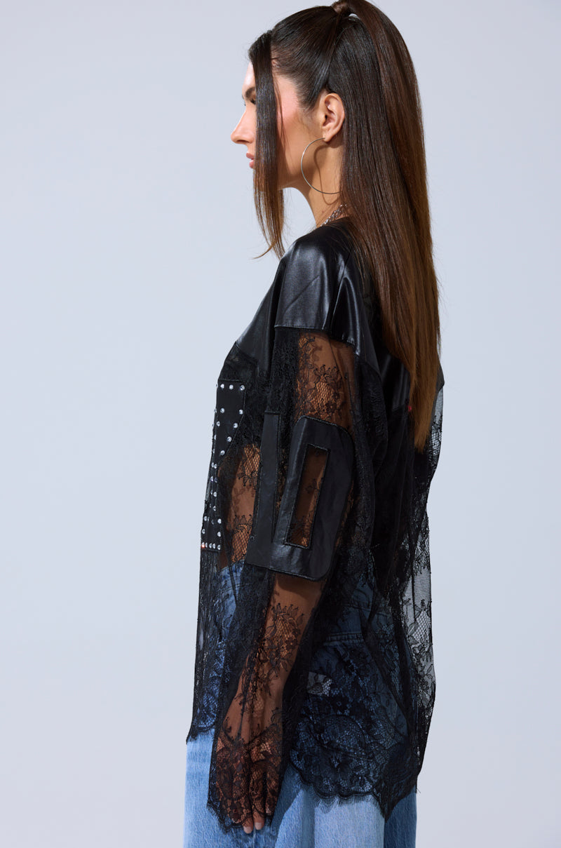 SHOW OFF LACE JERSEY TOP