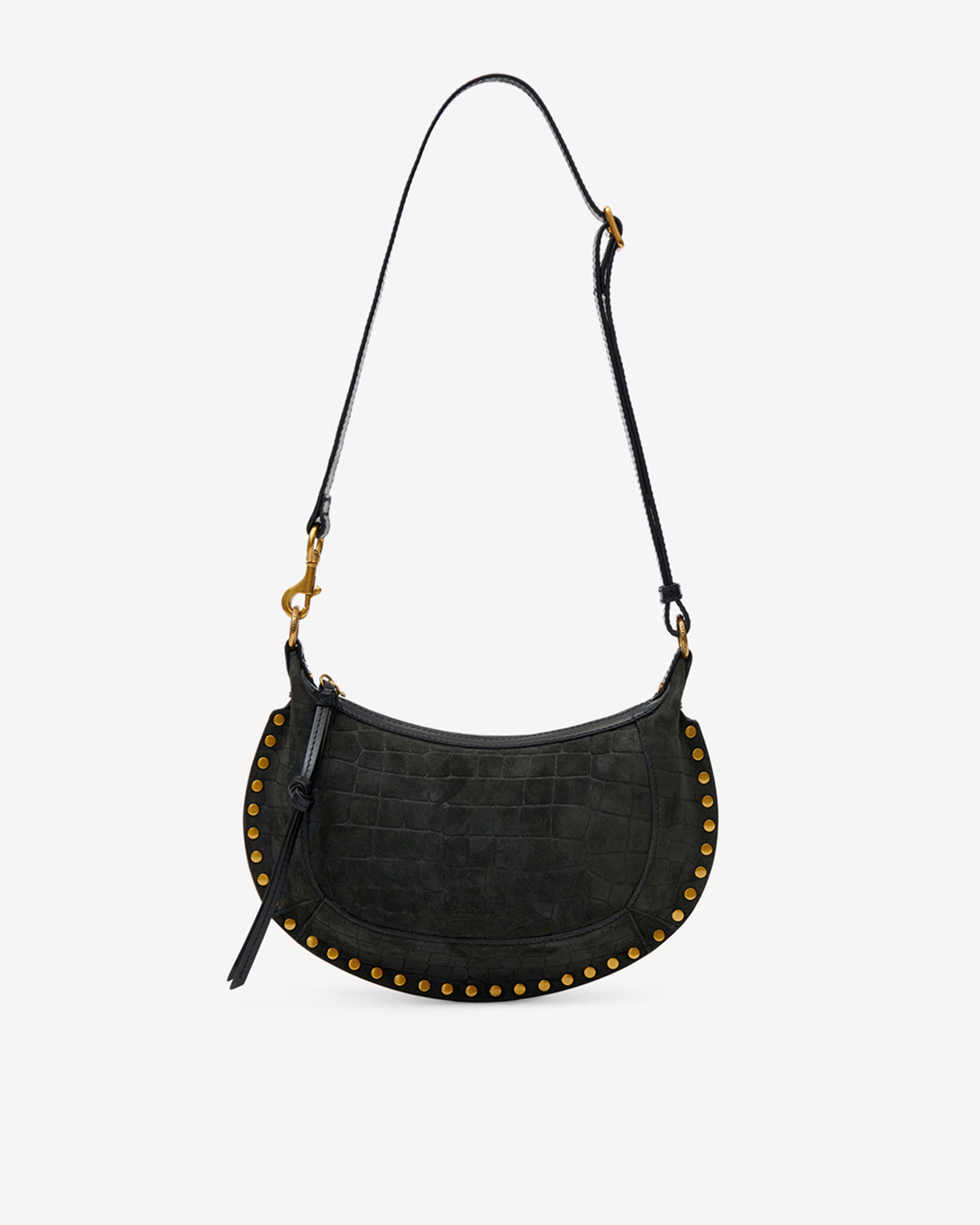Oskan Moon Bag in Crocodile-Effect Velvet Leather