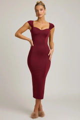 Slinky Jersey Bow-Detail Midaxi Dress in Wine Red
