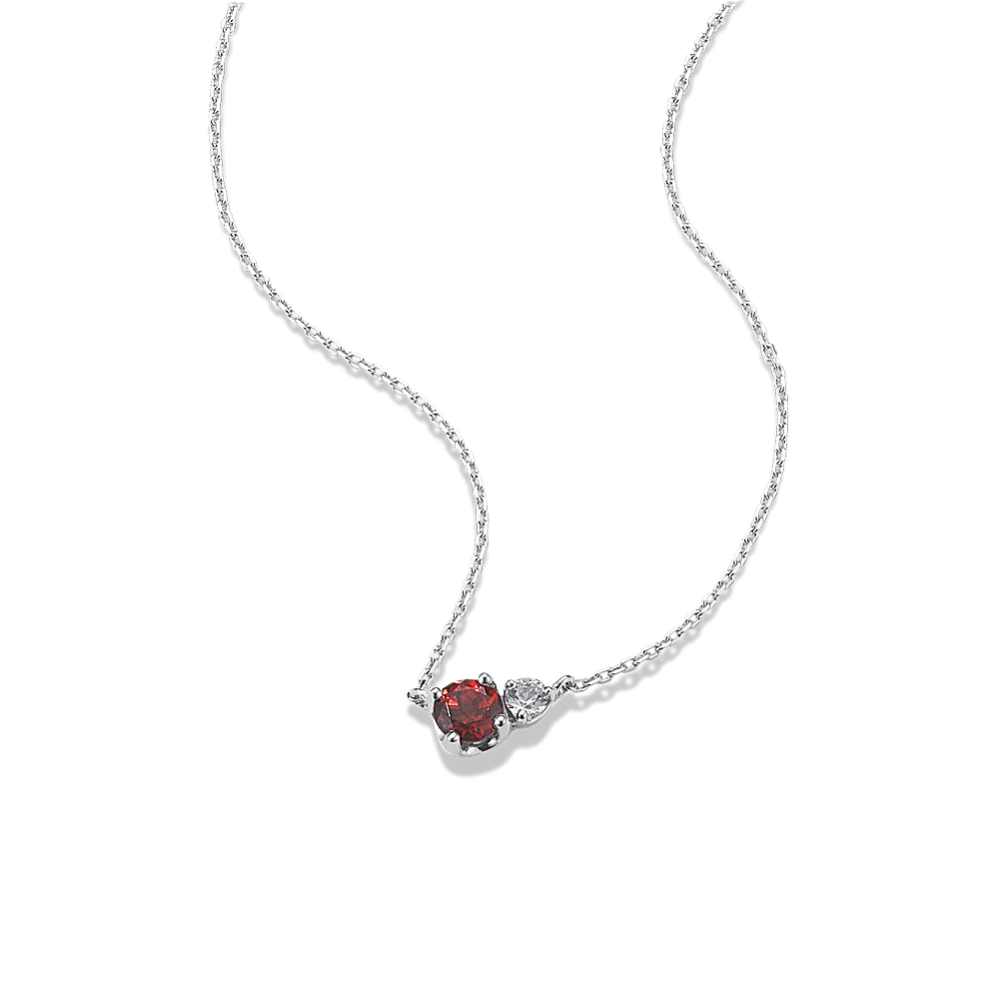 Toi et Moi Garnet & White Sapphire Necklace