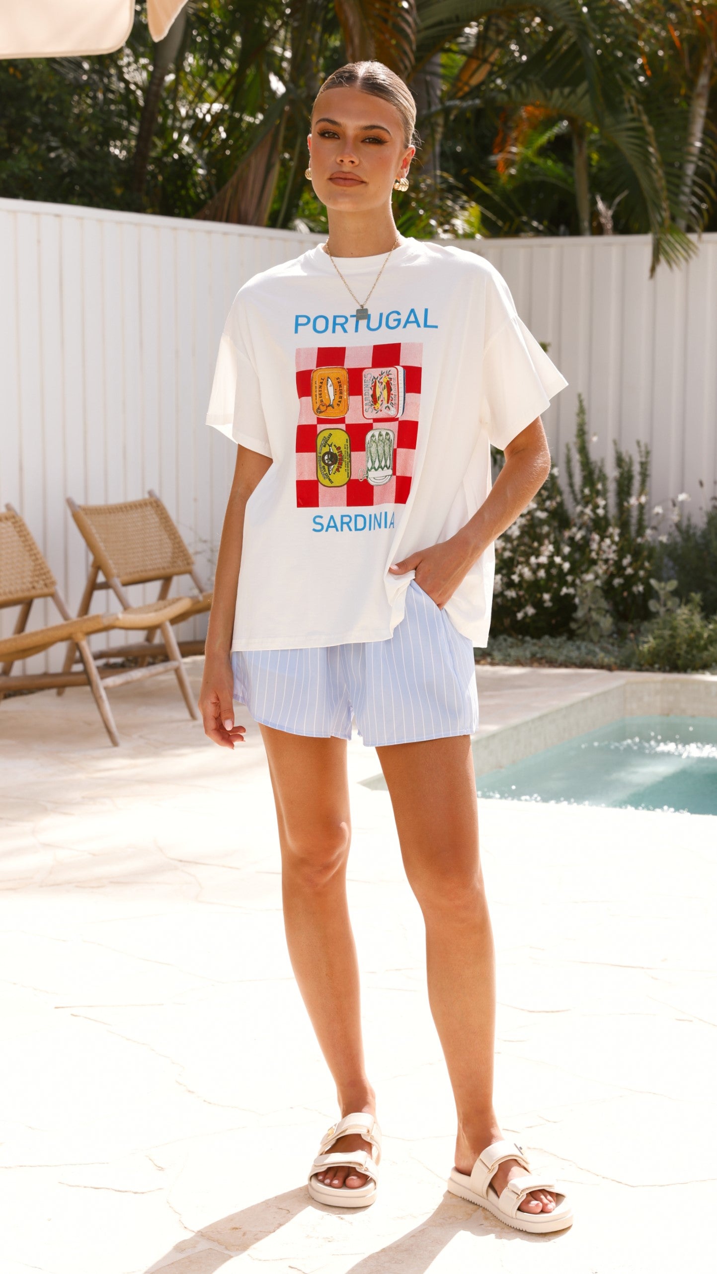 Portugal Top and Shorts Set - White/Blue