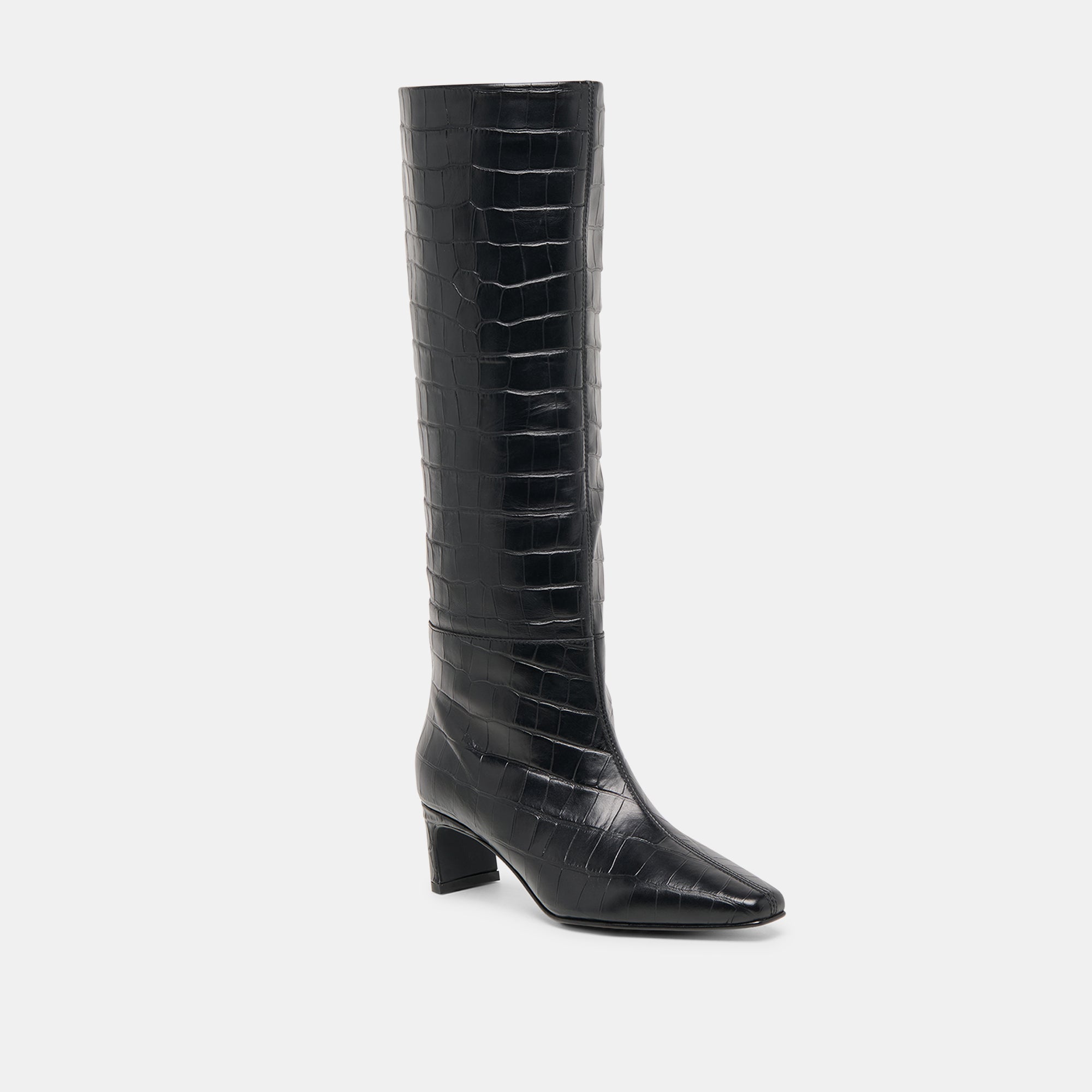 TRIXI BOOTS NOIR CROCO EMBOSSED LEATHER