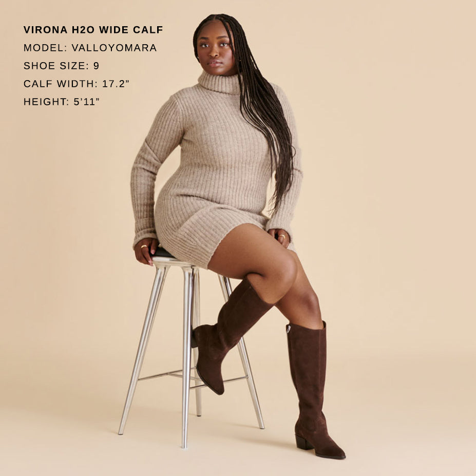 VIRONA H2O WIDE CALF BOOTS DK BROWN SUEDE