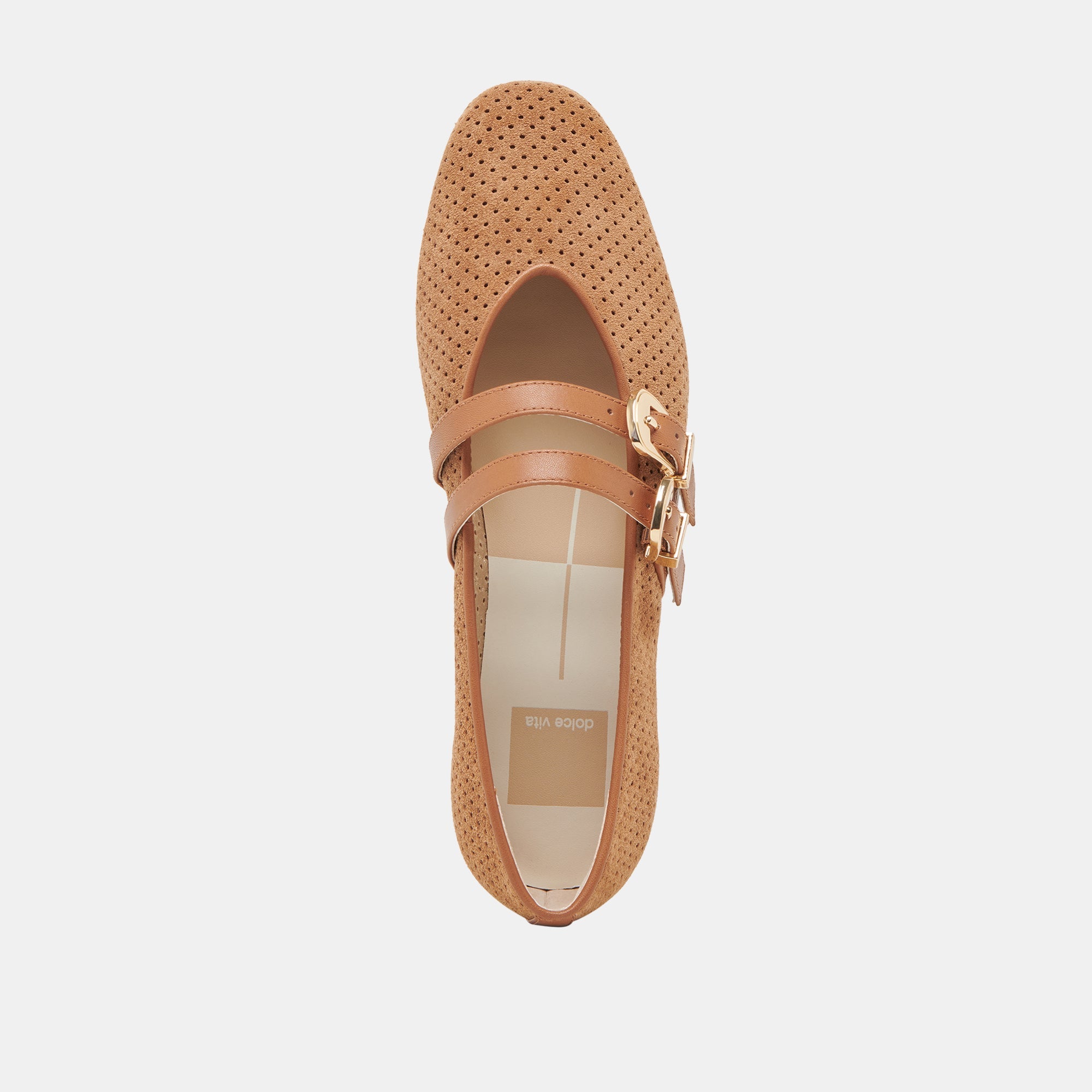 BAYLEE BALLET FLATS PECAN PERFORATED SUEDE