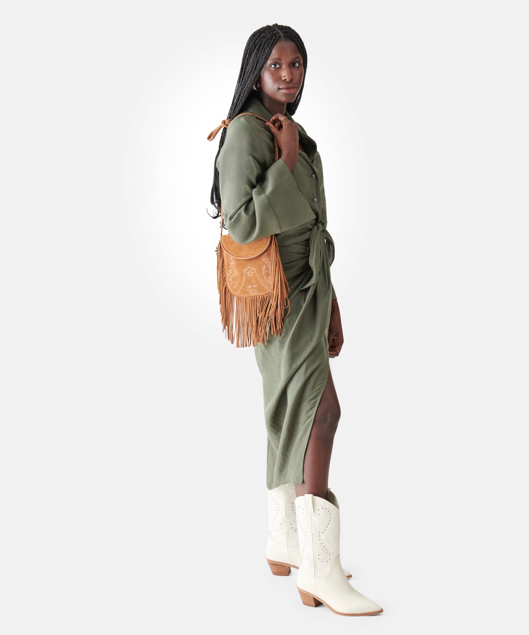 SHILA CROSSBODY BAG SADDLE SUEDE - re:vita