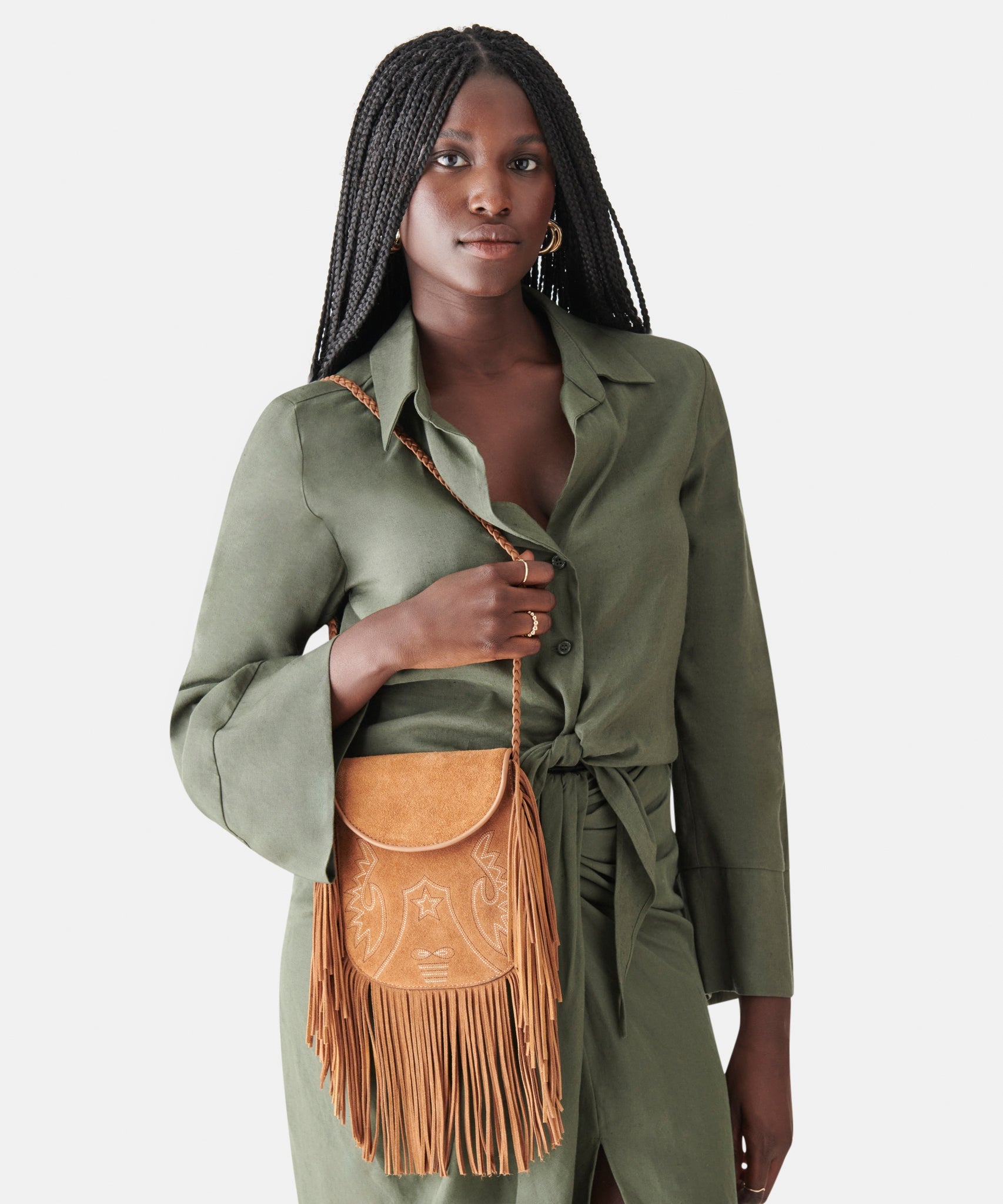 SHILA CROSSBODY BAG SADDLE SUEDE - re:vita