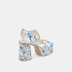 BOBBY PEARL HEELS BLUE FLORAL SATIN