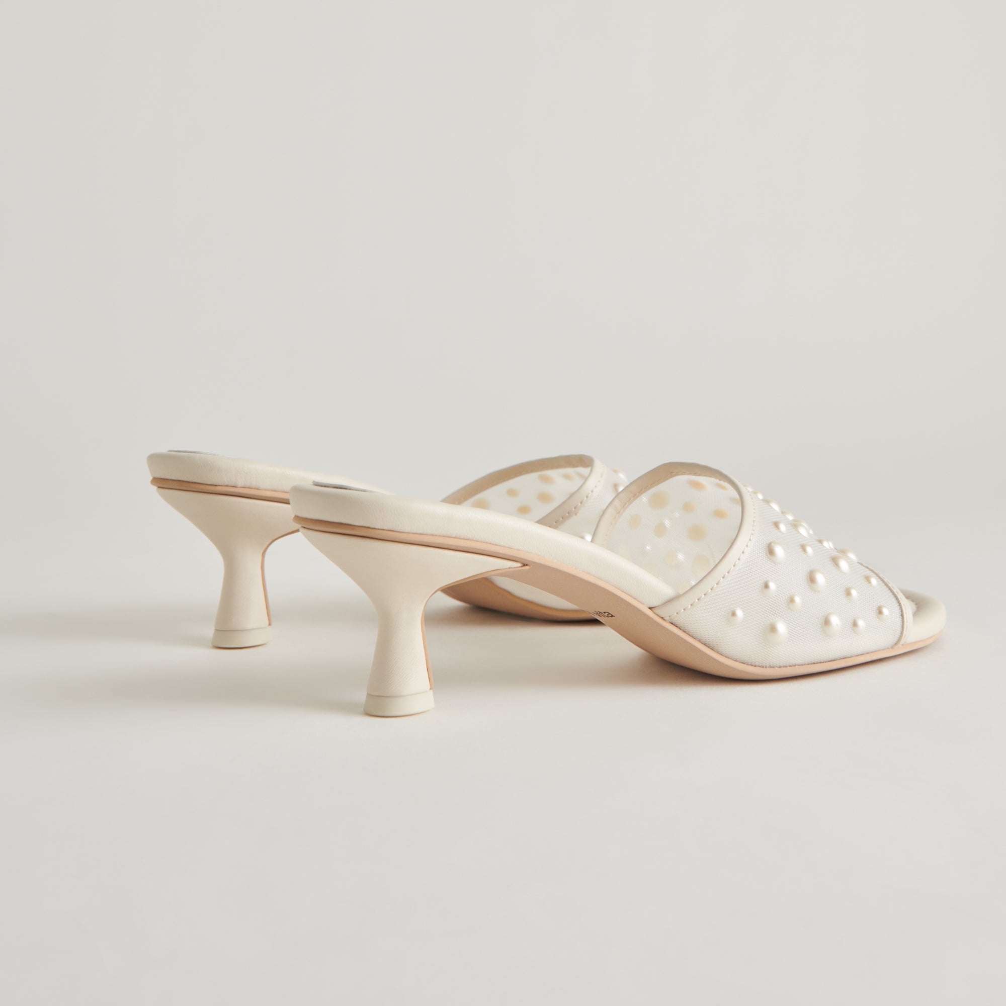 MEEZA PEARL HEELS IVORY MESH - re:vita