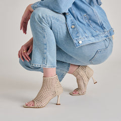 QUIN HEELS BONE WOVEN LEATHER