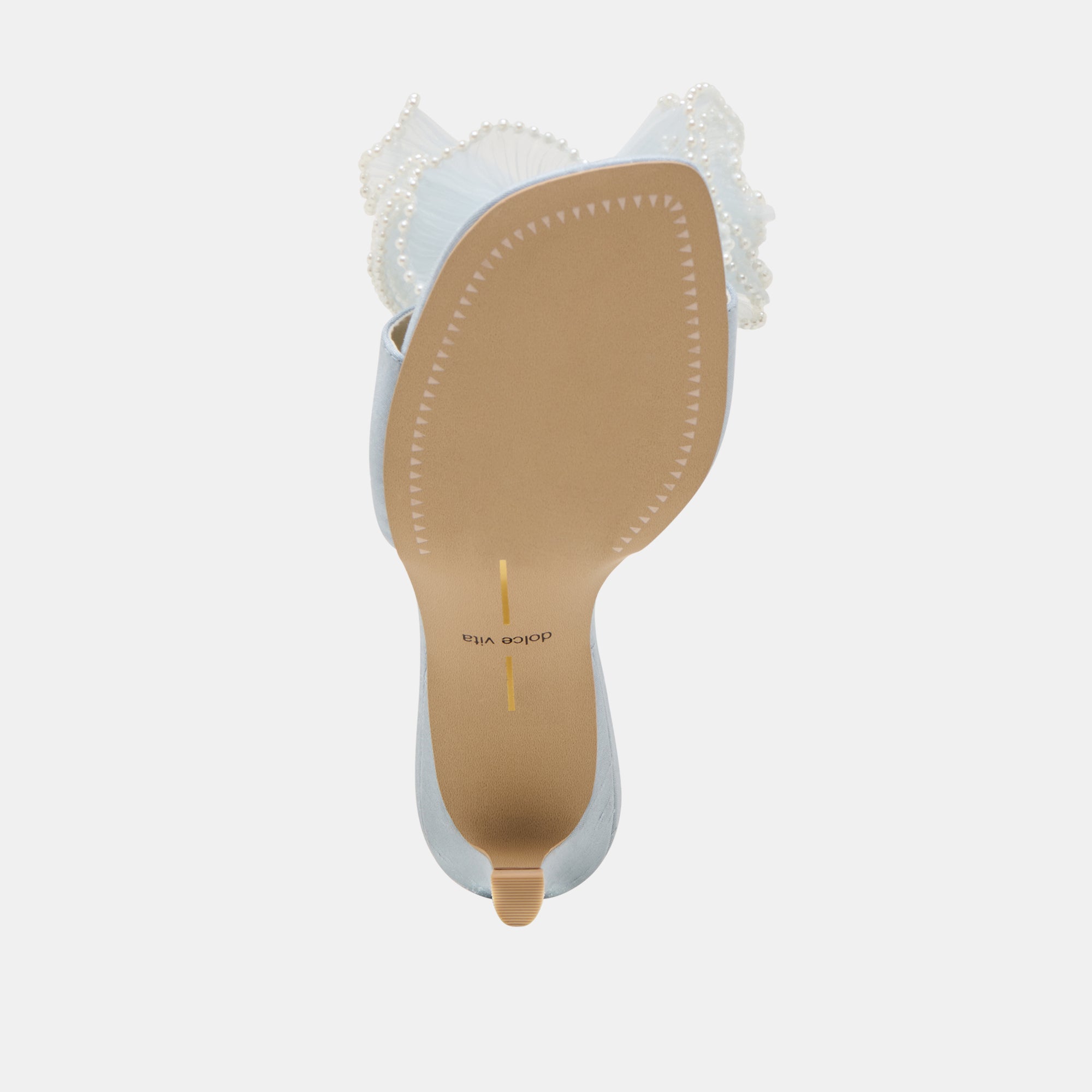 NARITA PEARL HEELS LIGHT BLUE SATIN