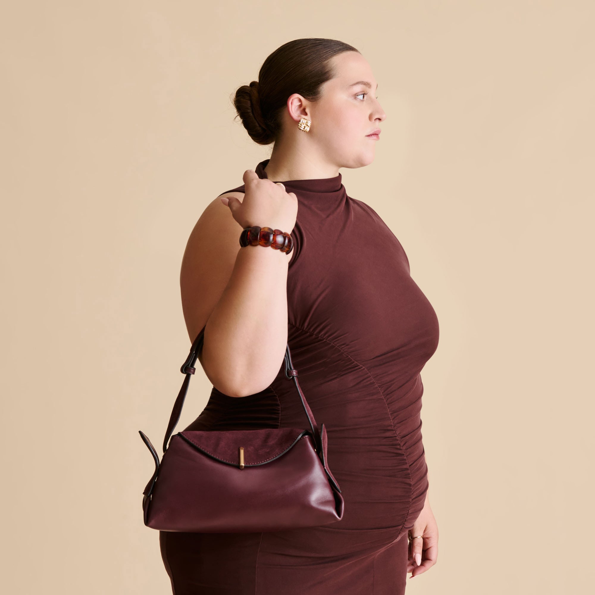 DEVYN SHOULDER BAG BURGUNDY LEATHER