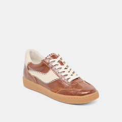 NOTICE STITCH  SNEAKERS COGNAC CROCO EMBOSSED LEATHER