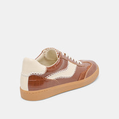 NOTICE STITCH  SNEAKERS COGNAC CROCO EMBOSSED LEATHER