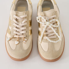 MERIT SNEAKERS WHITE GOLD LEATHER + PEARL CHARM BUNDLE
