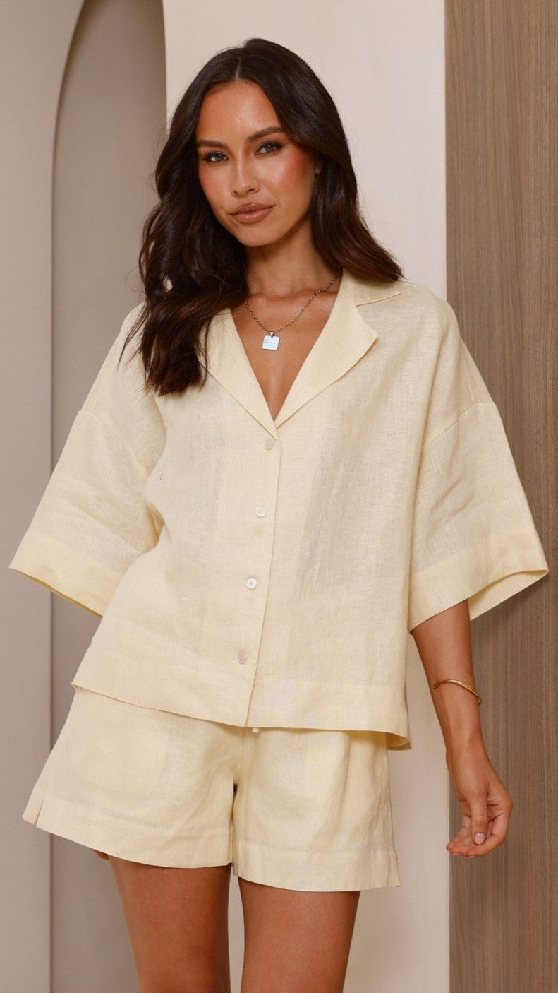 Luna Button Up Shirt - Yellow