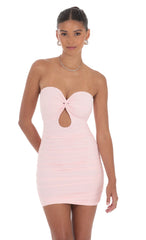 Cutout Strapless Dress in Light Pink