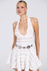 THIS IS WHAT I WANT SLINKY HALTER DRESS IN WHITE