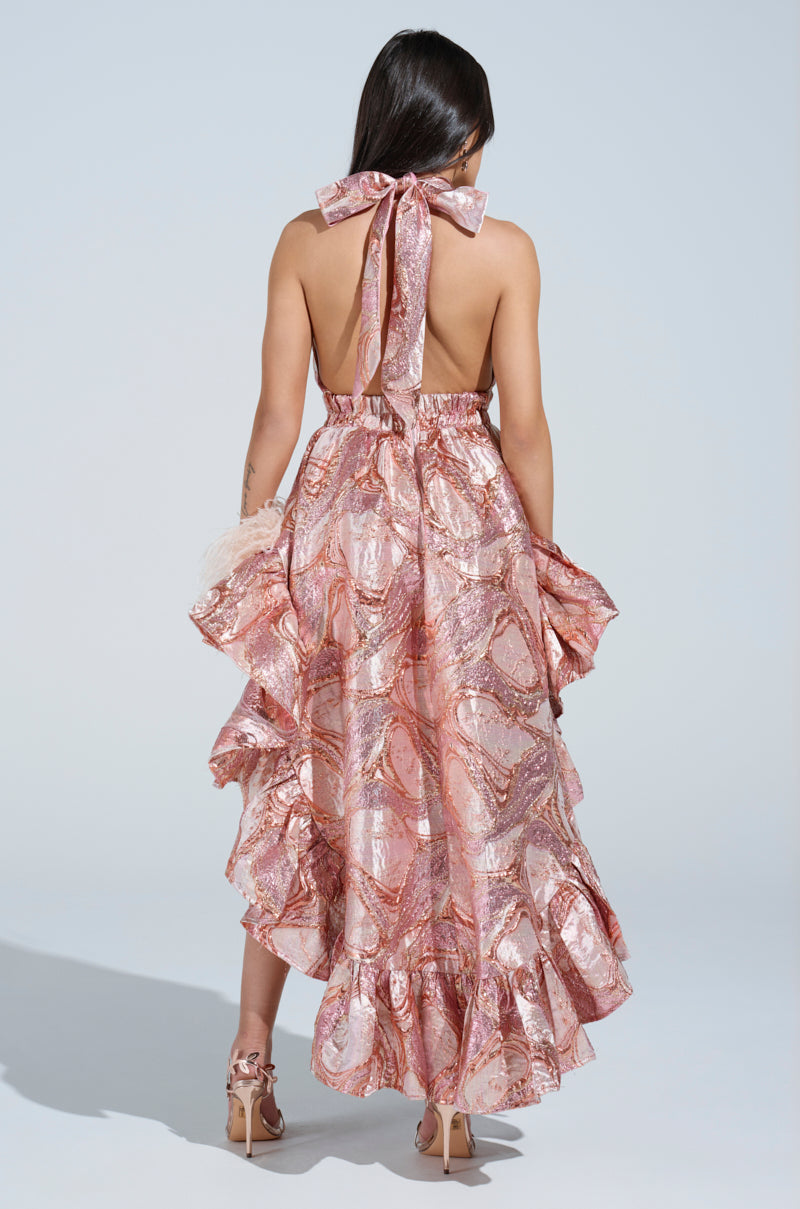 SAMANTHA BROCADE HI LOW DRESS