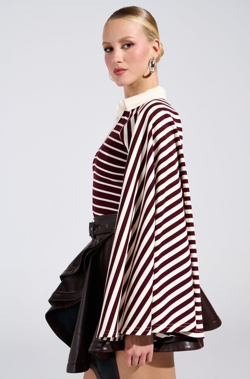 ALMA STRIPE COLLARED BODYSUIT