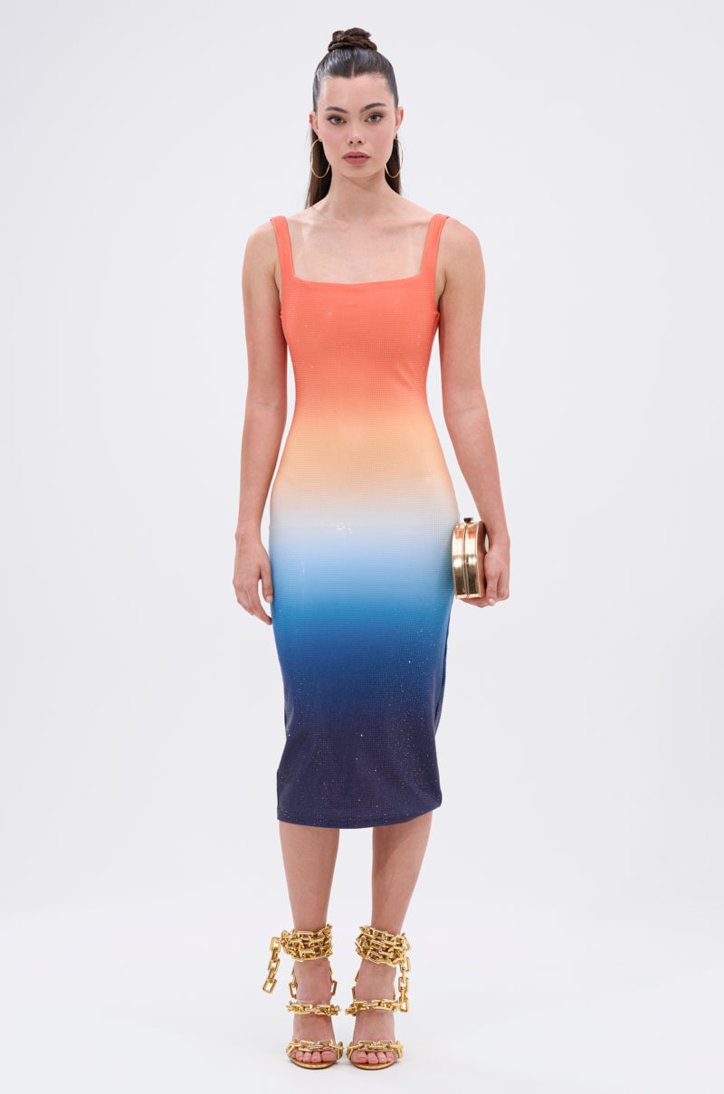 SUNSET LOVERS OMBRE MIDI DRESS