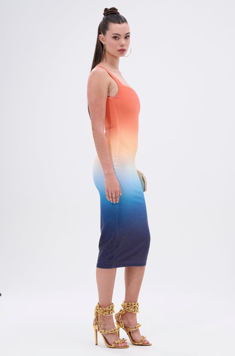 SUNSET LOVERS OMBRE MIDI DRESS