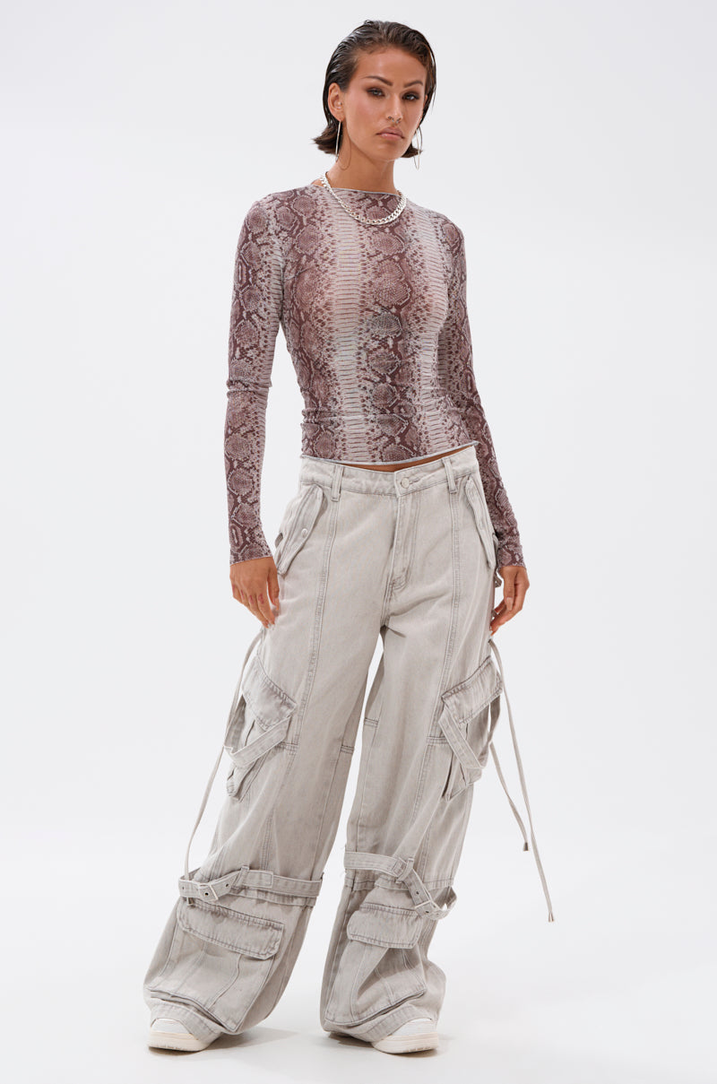 SNAKE CHARMER LONG SLEEVE MESH TOP