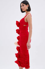 WILL YOU BE MY VALENTINE FLOWER MIDI DRESS