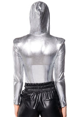 EVACUATE THE DANCE FLOOR METALLIC BODYSUIT
