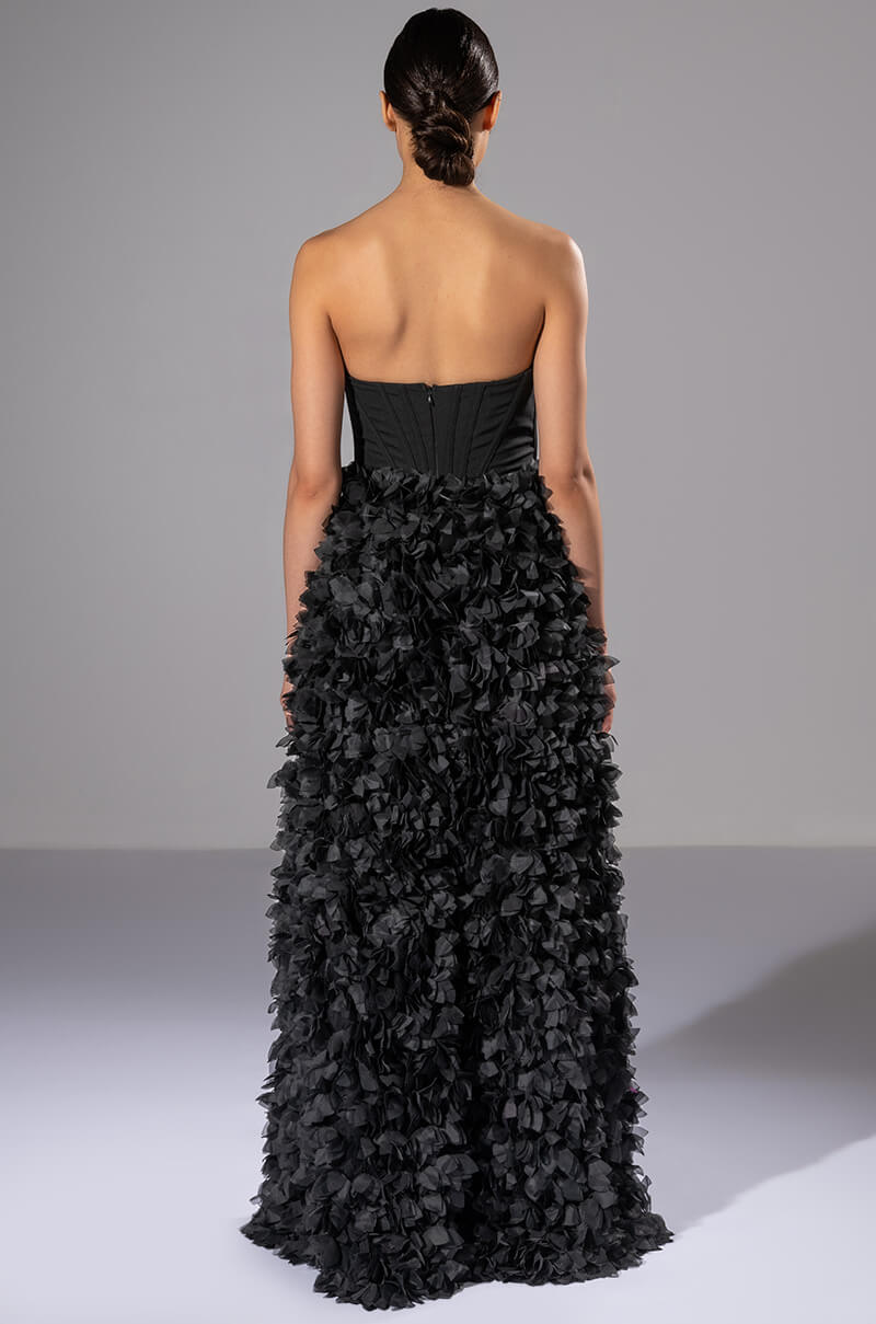 GIRL ON FIRE CASCADING HIGH LOW TUBE DRESS