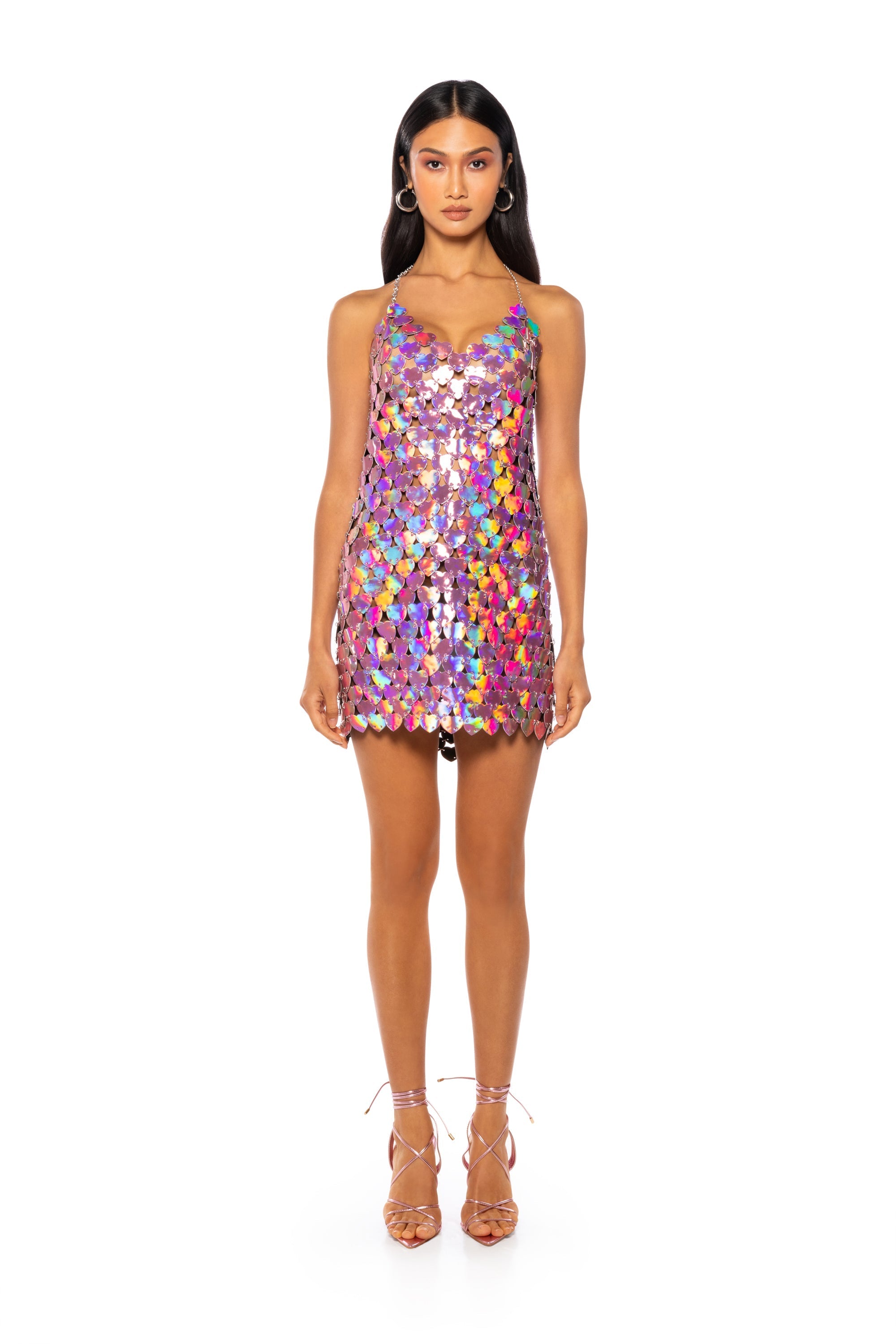 HEART EYES V NECK COIN MINI DRESS