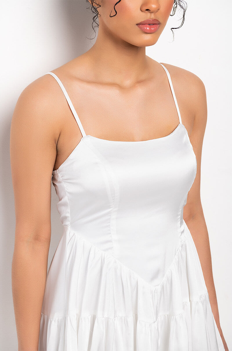 IN THE MOMENT FIT AND FLARE MINI DRESS