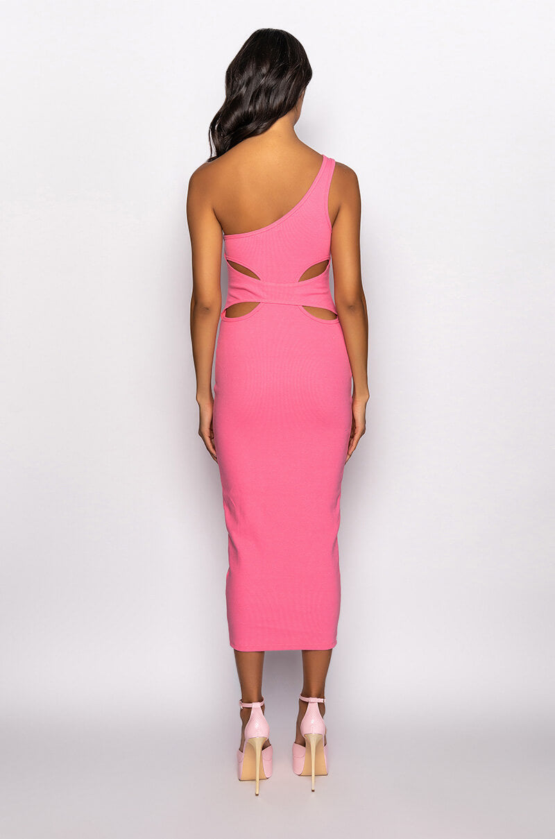 KEEP IT REAL ONE SLEEVE MIDI DRESS