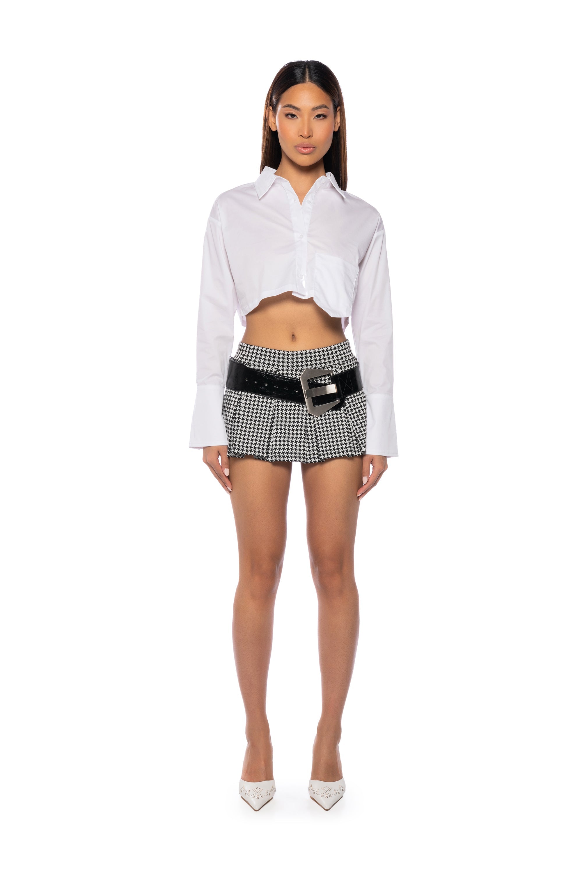 KLARE CROPPED BUTTON DOWN TOP