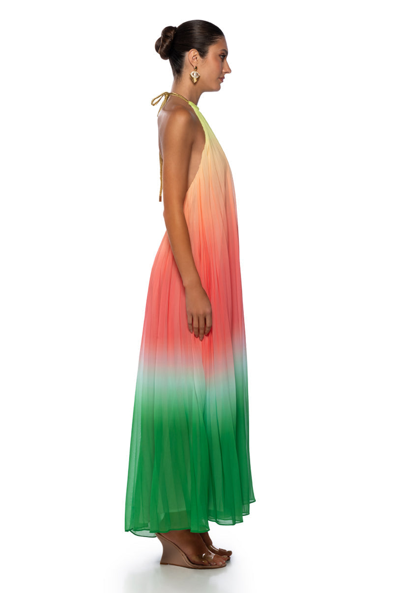 LIVING MY LIFE HALTER NECK OMBRE MAXI DRESS