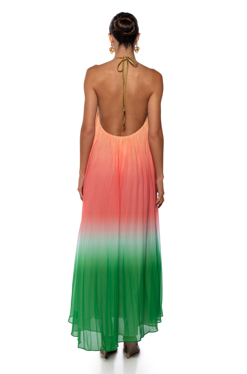 LIVING MY LIFE HALTER NECK OMBRE MAXI DRESS
