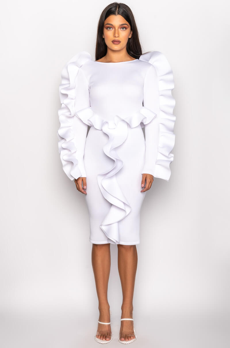 LOOK MY WAY SCUBA MIDI DRESS