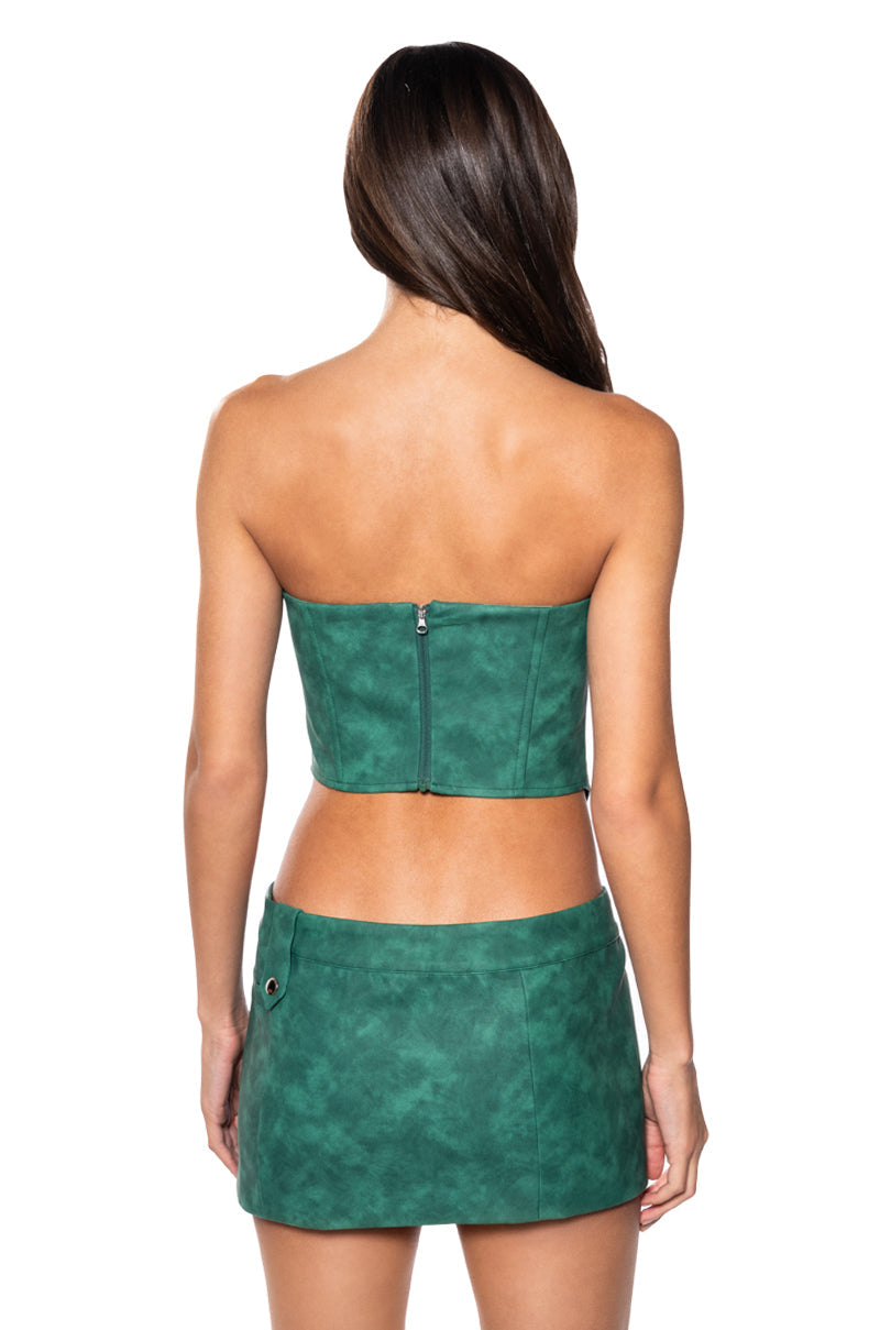 LUCKY ME FAUX LEATHER CORSET TOP