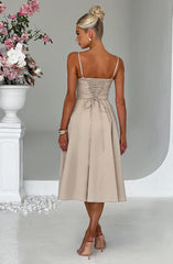 Mariella Midi Dress - Beige Dress Babyboo Fashion Premium Exclusive Design